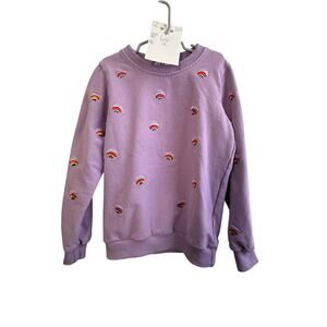 Lola + The Boys Sweatshirt Girls 12 Purple Heart/Rainbow Embroidery Long Sleeve